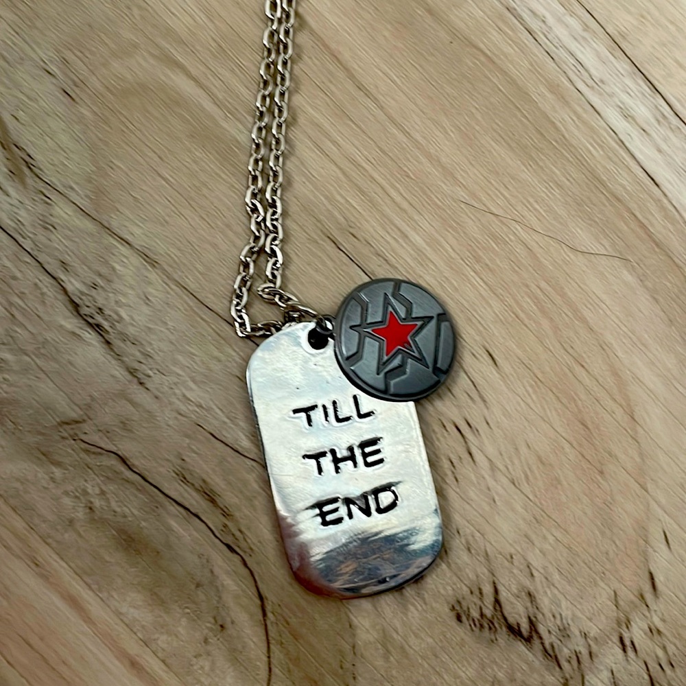 Bucky Barnes Necklace. Dog tag and shield charm.